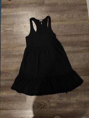 bobi Black Racerback Tiered Mini Dress